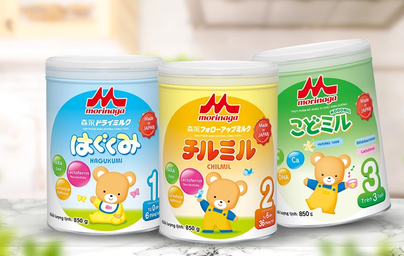 Các dòng sản phẩm sữa Morinaga Hagukumi, Chilmil, Kodomil theo từng giai đoạn phát triển của bé