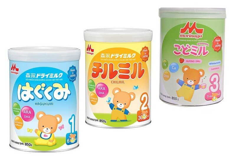 Các dòng sữa Morinaga Hagukumi, Chilmil, Kodomil cho bé