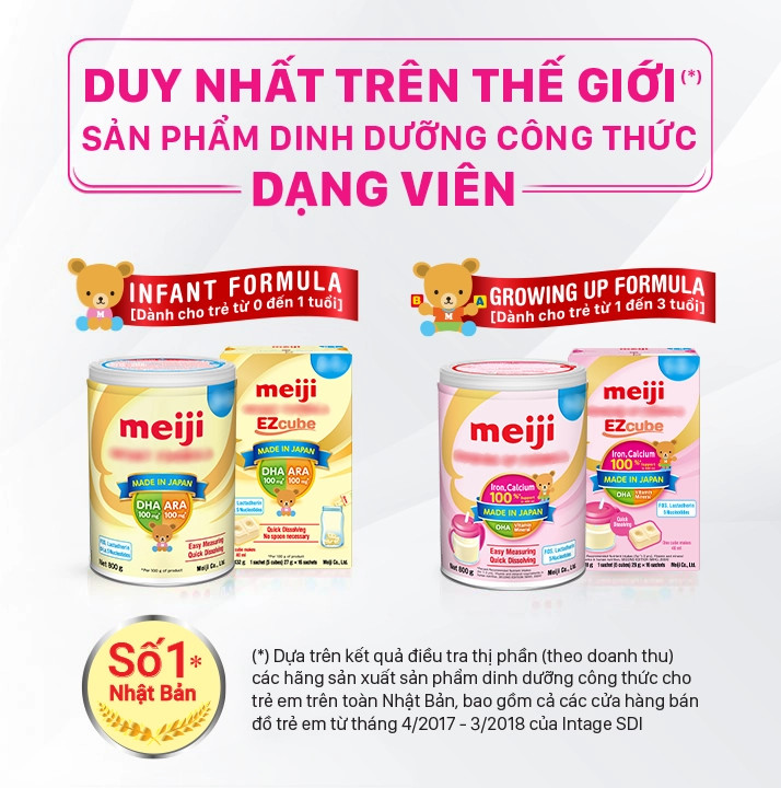 Các loại sữa Meiji nhập khẩu dạng bột và dạng thanh