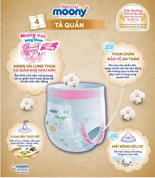 Các ưu điểm vượt trội của tã Moony Natural
