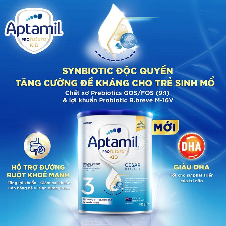 Công thức sữa Aptamil hỗ trợ tiêu hóa và đề kháng
