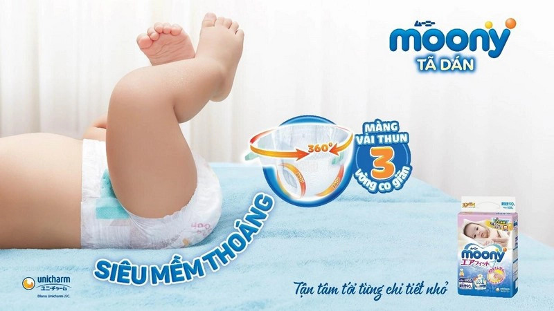 Gói tã bỉm Moony thiết kế riêng cho bé gái