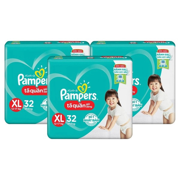 Gói tã quần Pampers giữ dáng với hình ảnh em bé năng động