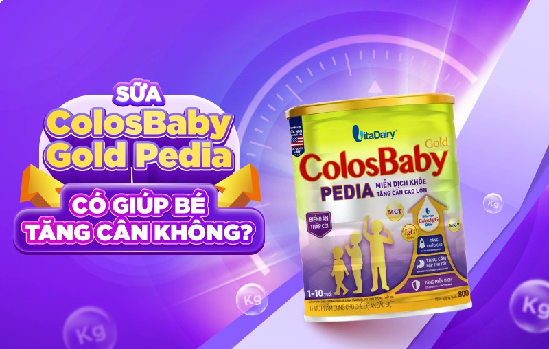 Hình ảnh hộp sữa Colosbaby Gold Pedia giúp bé tăng cân khỏe mạnh