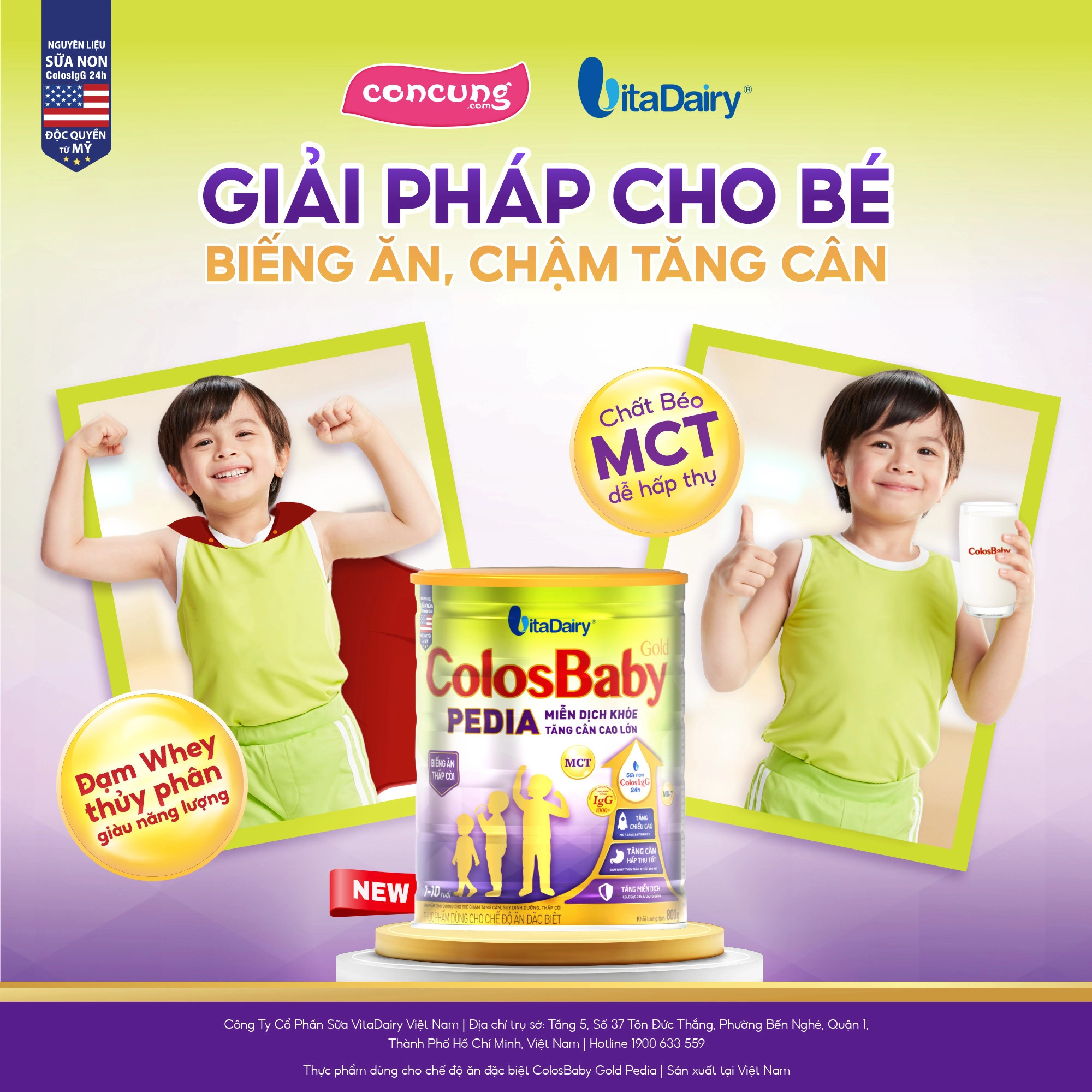 Hộp sữa bột ColosBaby Gold Pedia của VitaDairy Việt Nam