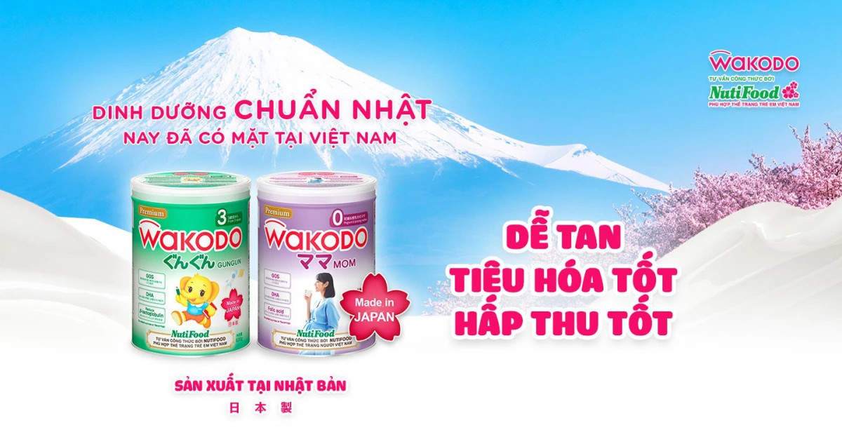 Hộp sữa Wakodo giúp bé tiêu hóa khỏe mạnh
