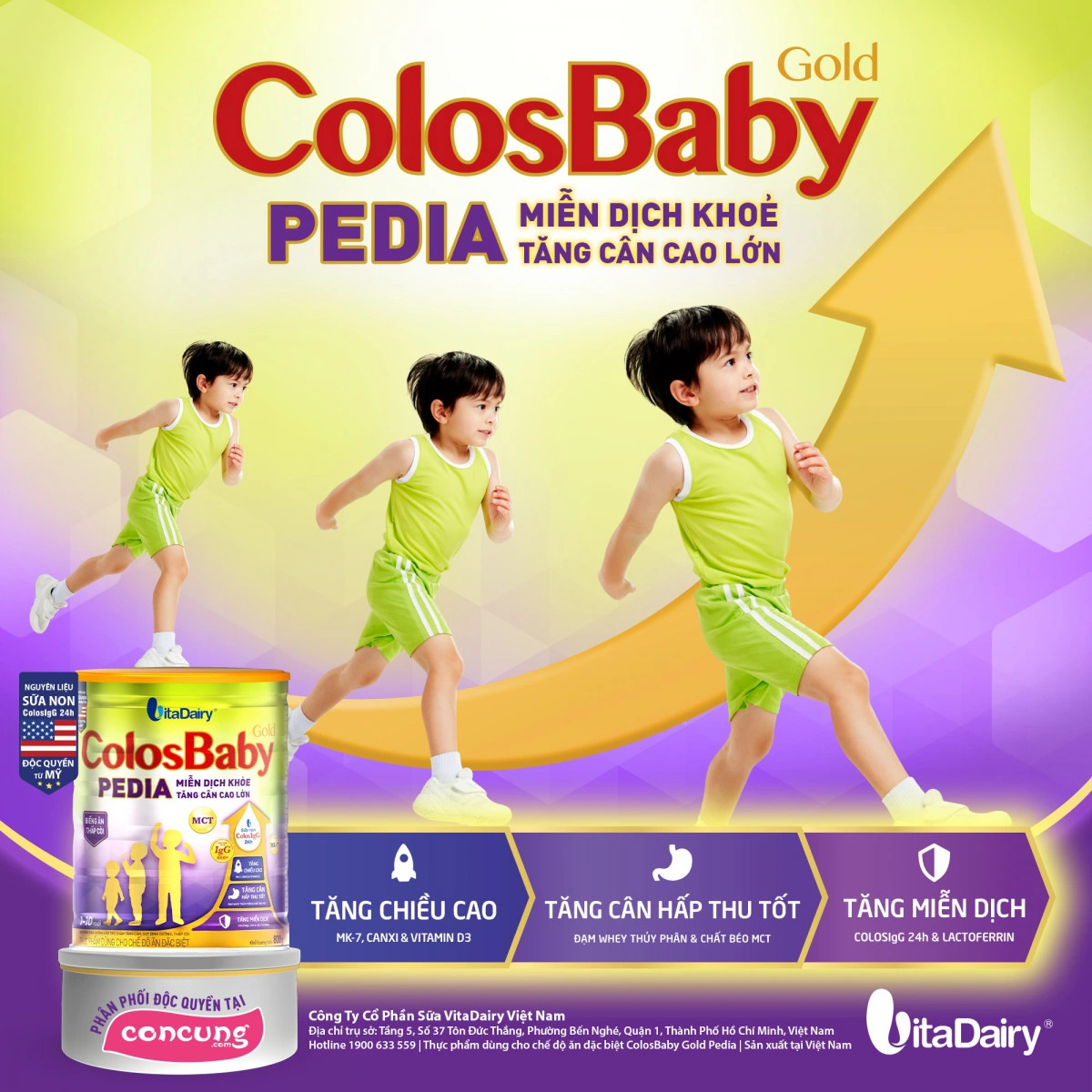 Lon sữa ColosBaby Gold Pedia giúp bé tăng cân hiệu quả