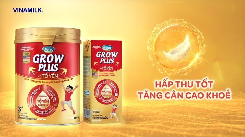 Lon sữa Dielac Grow Plus 3+ đặc biệt bổ sung tổ yến