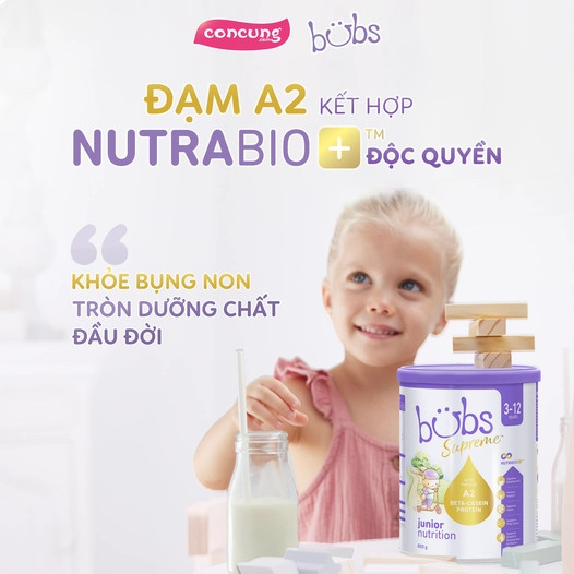 Mô tả bé với hệ tiêu hóa khỏe mạnh nhờ sữa Bubs Supreme Junior