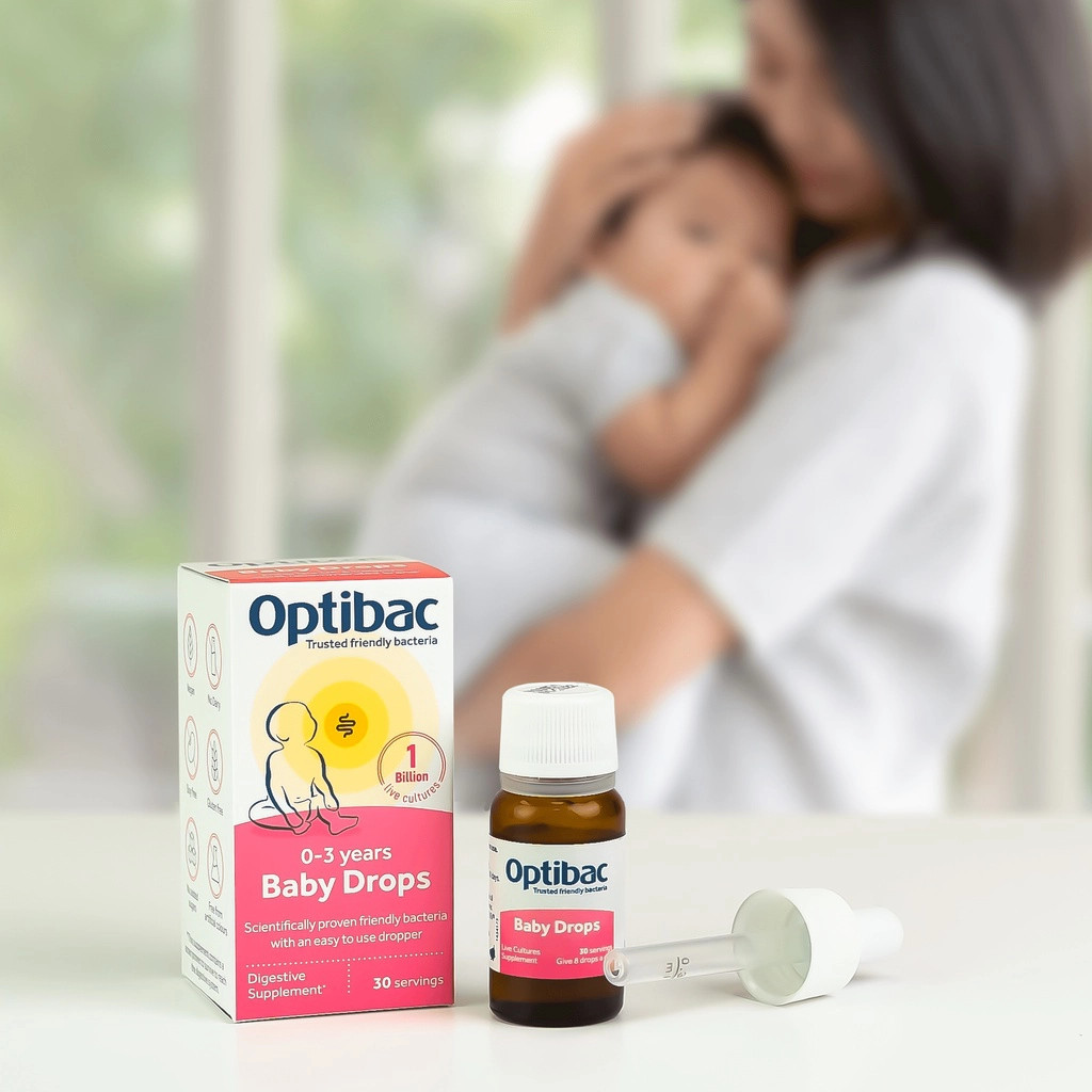 Optibac Baby Drops được tin dùng cho bé bị táo bón