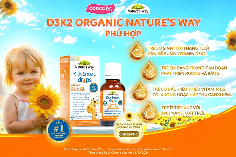 Sản phẩm D3K2 Organic Nature's Way cho trẻ sơ sinh