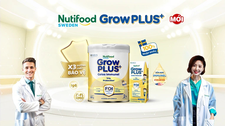 Sữa Nutifood GrowPLUS+ vàng công thức giống sữa mẹ