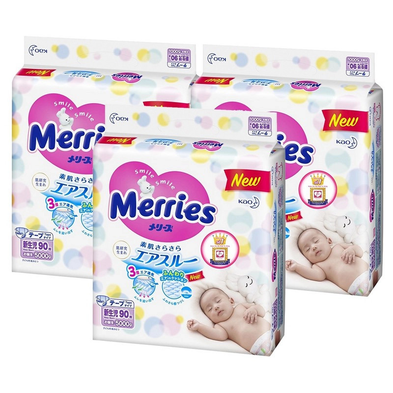 Tã Merries Newborn chất liệu siêu mềm mại và thoáng khí