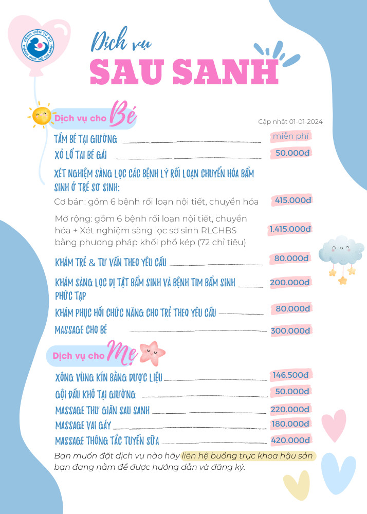 Các dịch vụ chăm sóc sau sinh tại Bệnh viện Từ Dũ