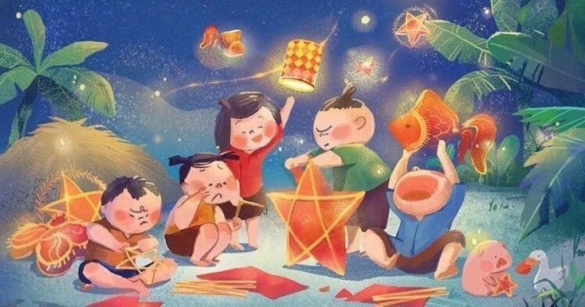cách vẽ đèn lồng trung thu đơn giản, tranh lồng đèn