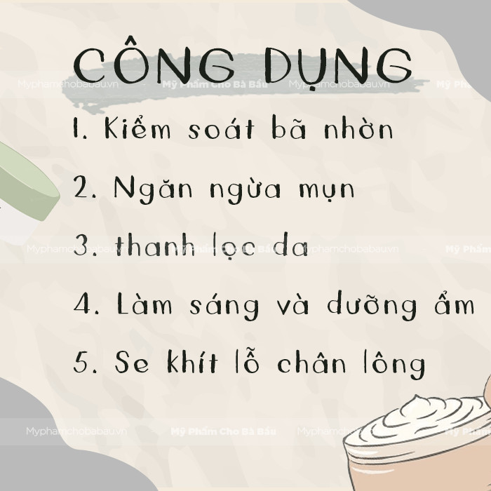 Công dụng chính của mặt nạ đất sét an toàn cho bà bầu trong chu trình dưỡng da