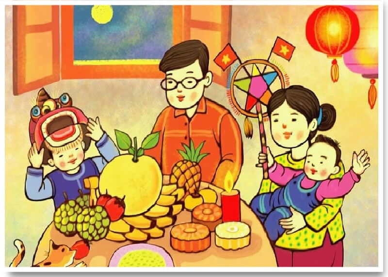 Hình vẽ gia đình hạnh phúc ấm áp