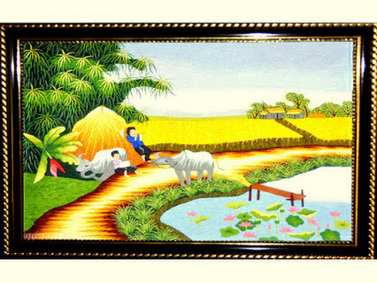 Học sinh vẽ tranh phong cảnh đồng quê rực rỡ sắc màu, thể hiện sự sáng tạo và tình yêu thiên nhiên qua nét cọ hồn nhiên.