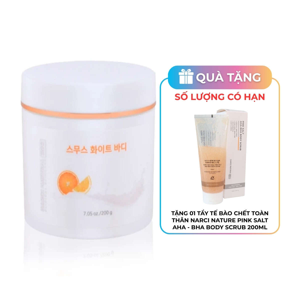 Kem Dưỡng Trắng Da Body Narci Natural Smooth White Body 200g