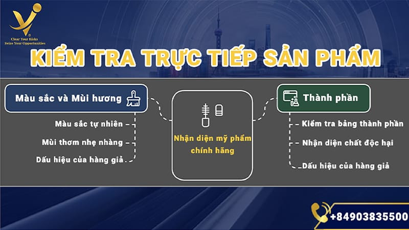 Kiểm tra màu sắc, mùi hương và kết cấu trực tiếp của sản phẩm mỹ phẩm