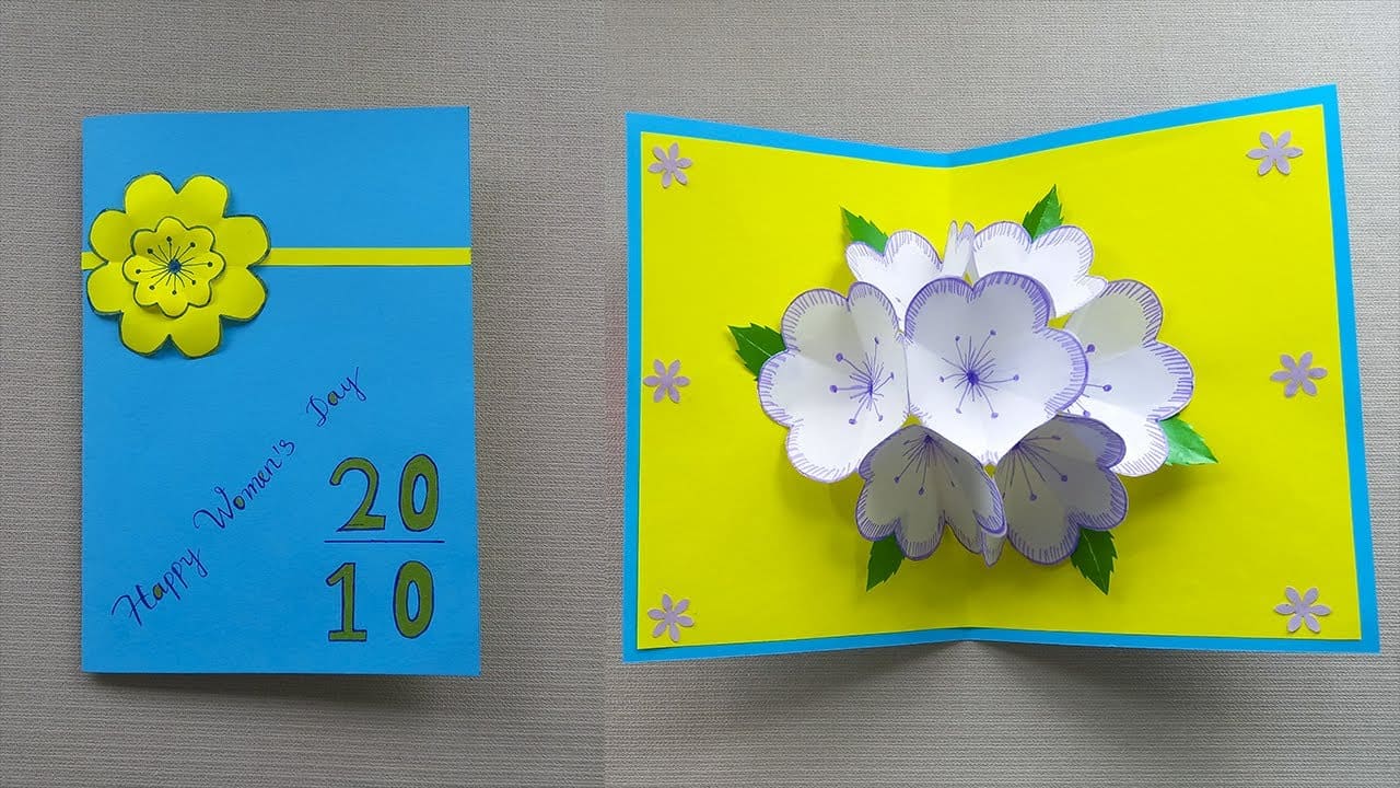 Hướng dẫn làm thiệp 20 10 đơn giản 3D với hoa nổi bật