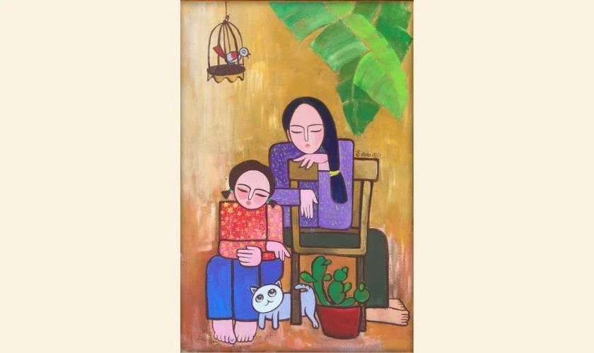 Mẫu vẽ tranh 20/10 tặng chị đẹp mắt, thể hiện sự ngưỡng mộ và yêu quý của em dành cho chị gái