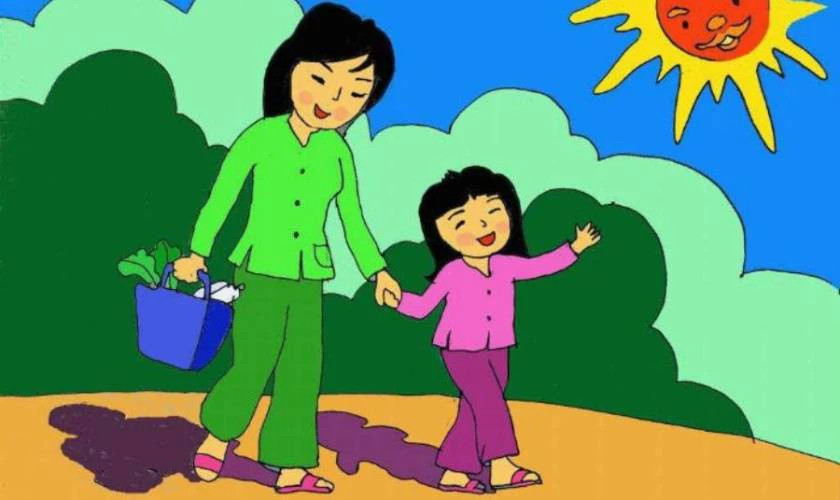 Mẫu vẽ tranh 20/10 tặng mẹ đơn giản nhưng đầy ý nghĩa, minh họa tình cảm bé dành cho mẹ