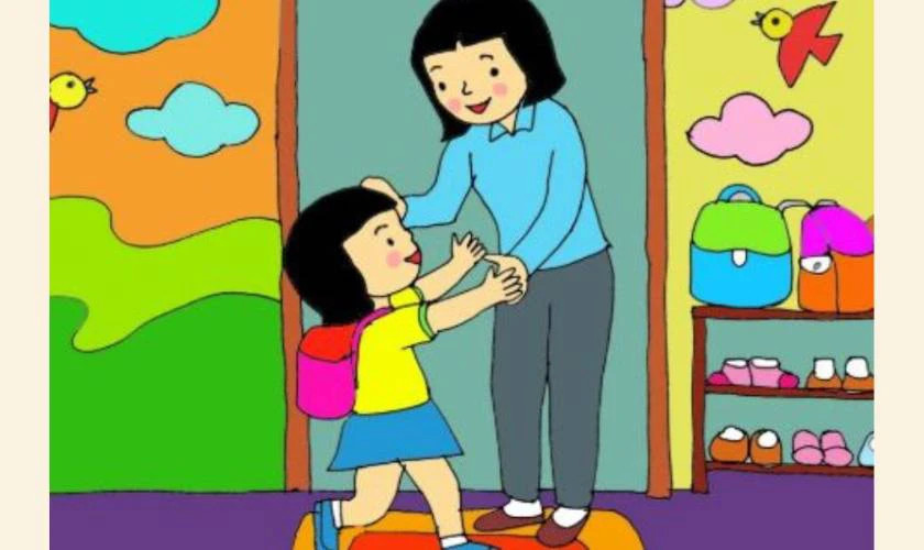Mẫu vẽ tranh 20/10 tặng mẹ từ bé, thể hiện sự đáng yêu và hồn nhiên trong cách con tri ân mẹ