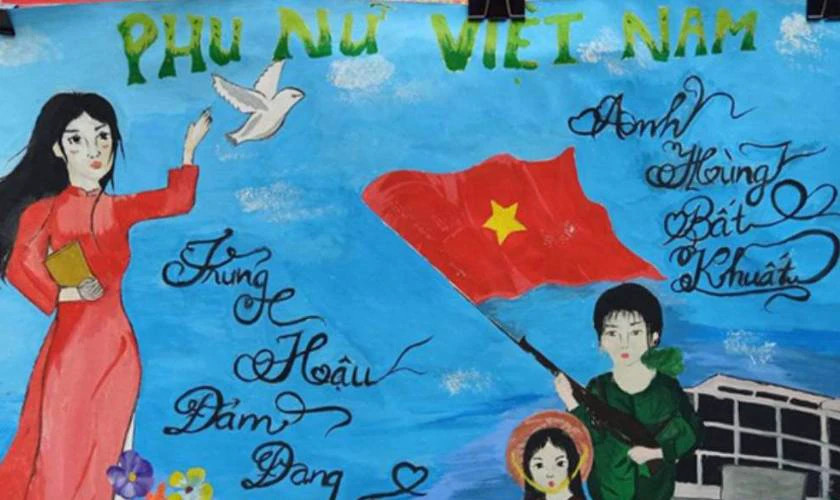 Mẫu vẽ tranh 20/10 tri ân cô giáo và học sinh, minh họa tình cảm gắn bó giữa thầy và trò