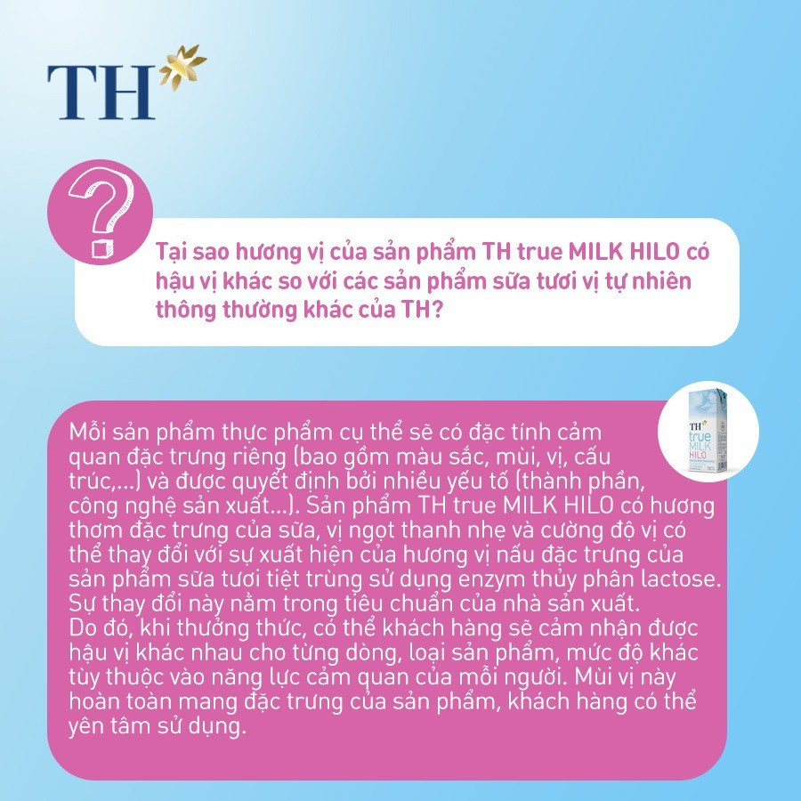 Sản phẩm sữa TH true MILK HILO với hương vị đặc trưng, khác biệt