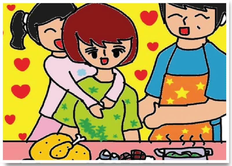 Tranh anime gia đình sum vầy