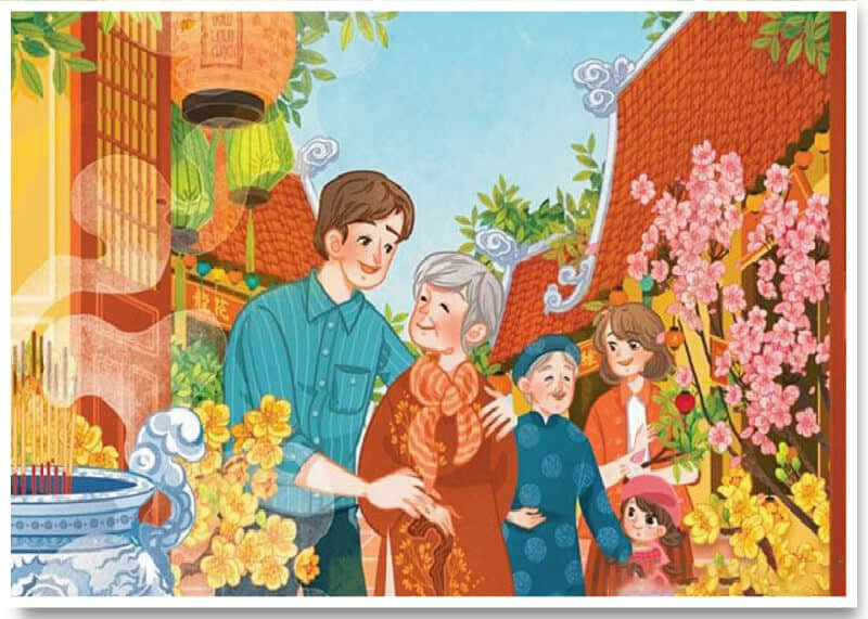Tranh gia đình đẹp đơn giản