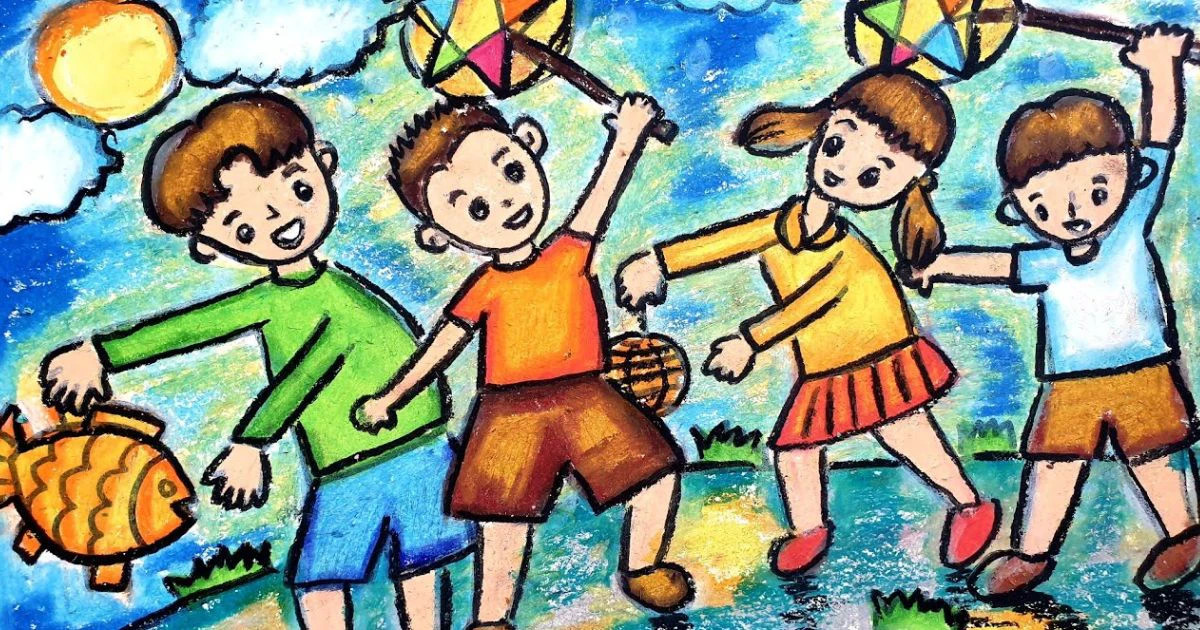 tranh trung thu ấn tượng, lễ hội trăng rằm