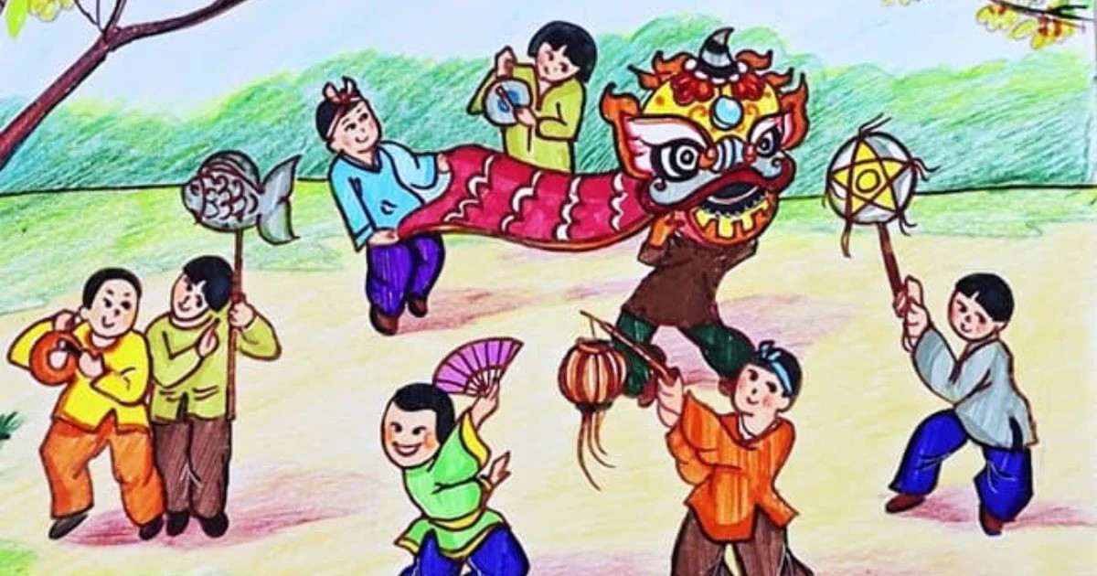 tranh trung thu bắt mắt, đêm hội trăng rằm