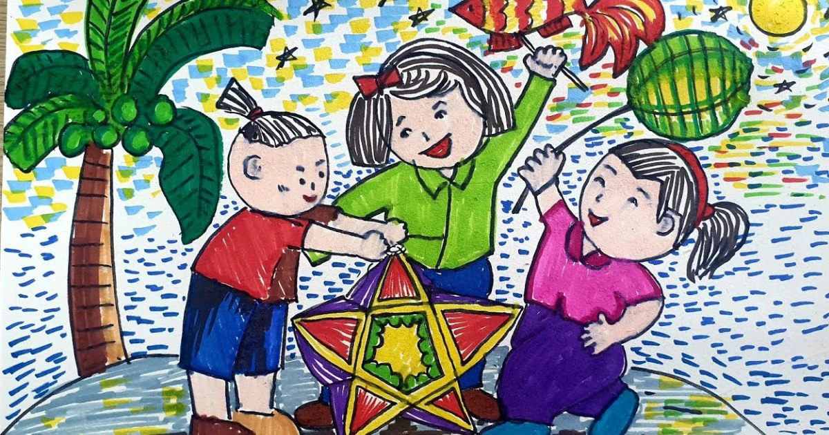 tranh trung thu mẫu đẹp, tranh thiếu nhi trung thu