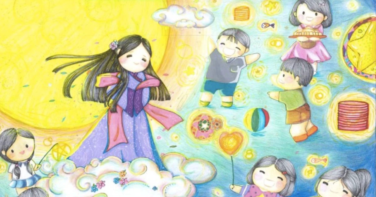 tranh trung thu nhân vật truyền thuyết, chị Hằng chú Cuội