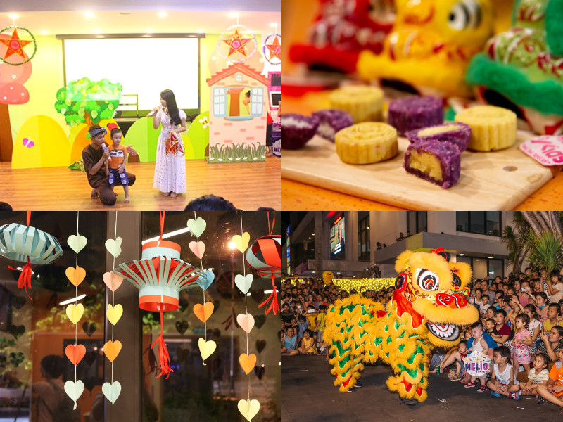 Trẻ em tham gia workshop làm bánh Trung thu tại Helio Center
