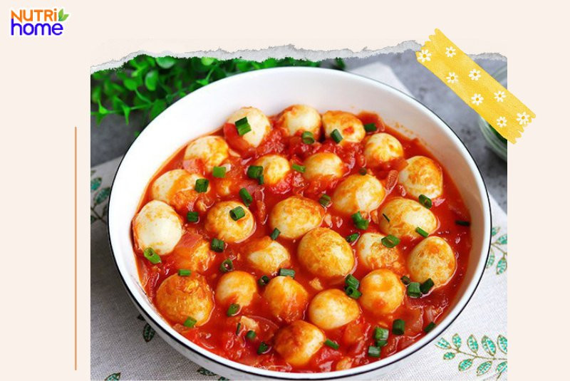 Trứng cút sốt cà chua ngon miệng cho bé 3 tuổi