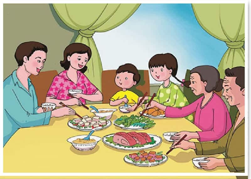 Vẽ tranh gia đình ngày Tết sum vầy ấm áp