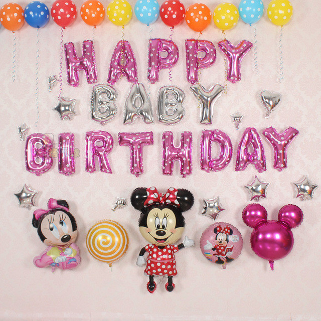 Ý tưởng trang trí sinh nhật cho bé gái tại nhà với tường bong bóng Minnie Mouse