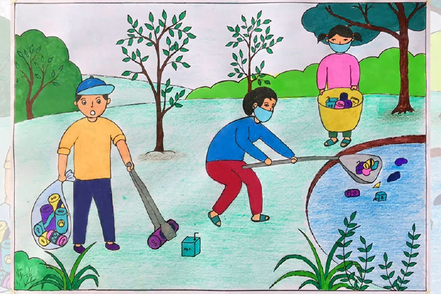 Ý tưởng vẽ tranh bảo vệ môi trường đơn giản nhưng ý nghĩa: Bàn tay nâng đỡ và bảo vệ hành tinh.