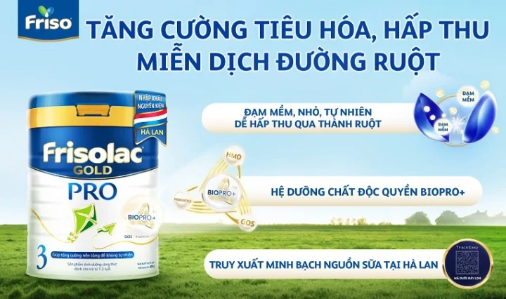 Công thức đặc biệt của sữa Frisolac Gold Pro 3 hỗ trợ bé 1 tuổi tăng cân