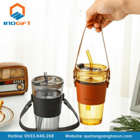 cốc thủy tinh bọc da quà tặng 8 3 dưới 200k
