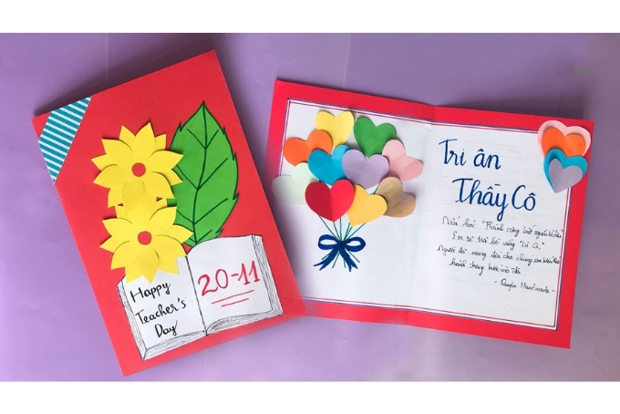 Cách làm thiệp 20/11 bằng giấy màu tri ân thầy cô Cách làm thiệp 20/11 bằng giấy màu tri ân thầy cô