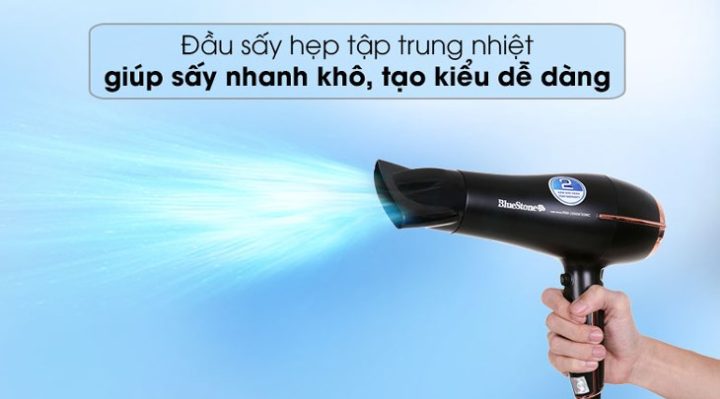 MÁy sấy tóc Bluestone HDB-1958 có đầu sấy hẹp giúp làm thẳng tóc bằng máy sấy hiệu quả
