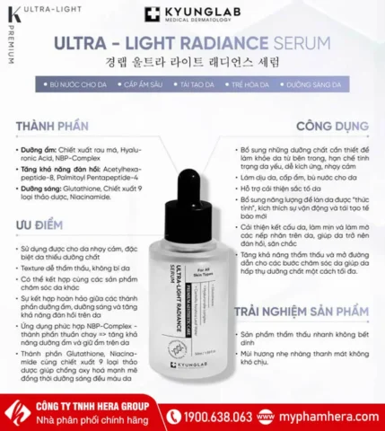 Serum dưỡng trắng cấp ẩm chống lão hoá KyungLab Ultra Light Serum