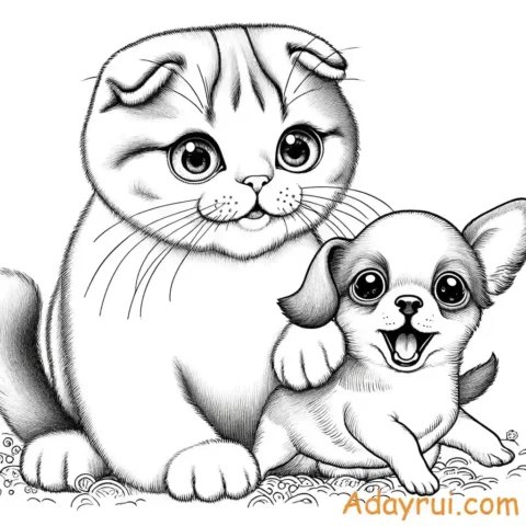 Tranh tô màu con mèo dễ thương