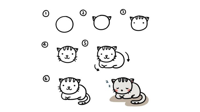 cách vẽ con vật dễ nhất: mèo chibi