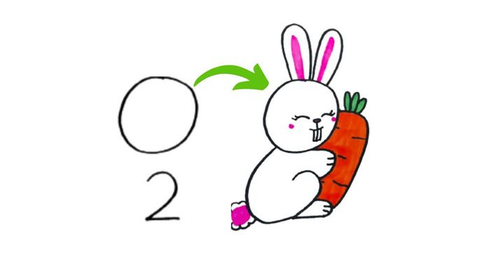 cách vẽ con vật dễ nhất: con thỏ bằng số 2
