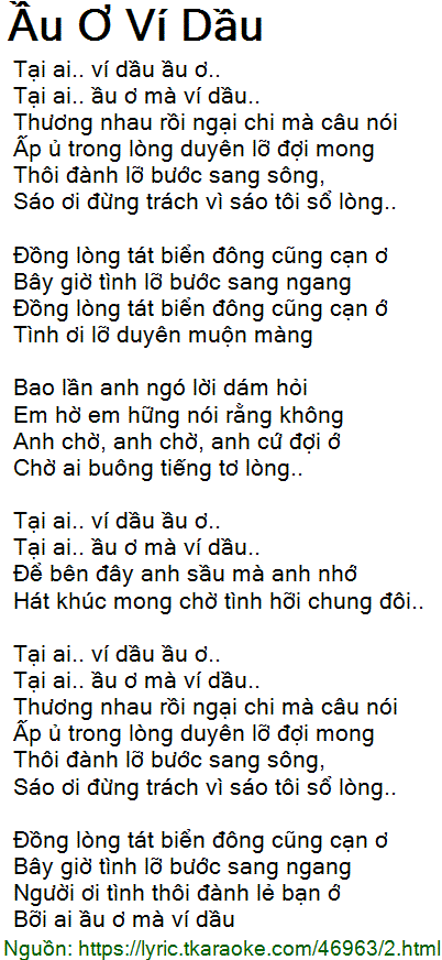 Lời Bài Hát Ầu Ơ Ví Dầu: Khám Phá Nét Đẹp Văn Hóa Việt Lời Bài Hát Ầu Ơ Ví Dầu: Khám Phá Nét Đẹp Văn Hóa Việt